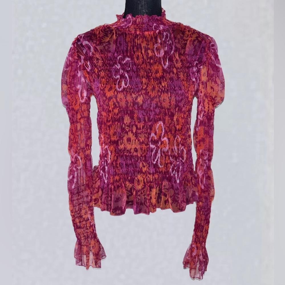 Free People Hello There Floral Mesh Top